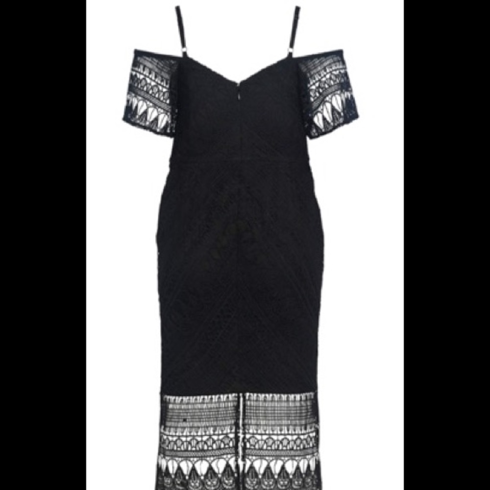 City Chic Black Cold-Shoulder Lace Midi Dress - Picture 7 of 10